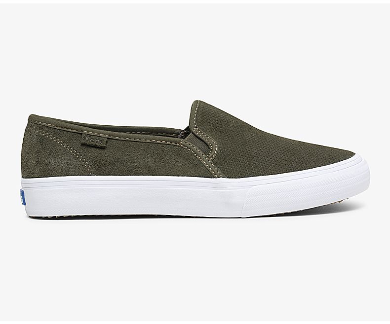 Keds Women's Double Decker Suede Fall Green Slip On Shoes - MU4698723